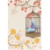 Card Crane in Cage Little Flowers Blue