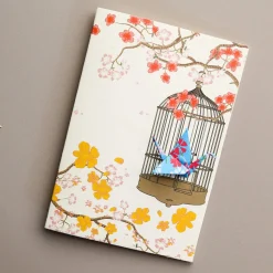 Card Crane in Cage Little Flowers Blue