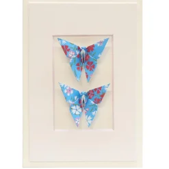 Card Twin Butterfly Little Flowers Blue
