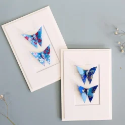 Card Twin Butterfly Little Flowers Blue