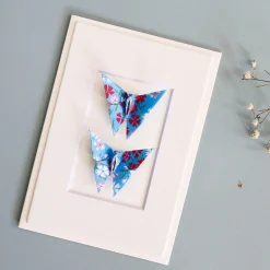 Card Twin Butterfly Little Flowers Blue