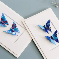 Card Twin Butterfly Little Flowers Blue