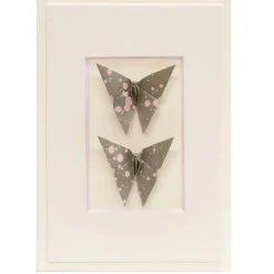 Card Twin Butterfly Paint Drops Grey*