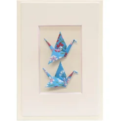 Card Twin Crane Flowers Blue