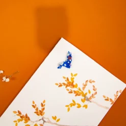 Card Watercolour Bird Tree Yellow