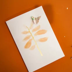 Card Watercolour Leaf Blush