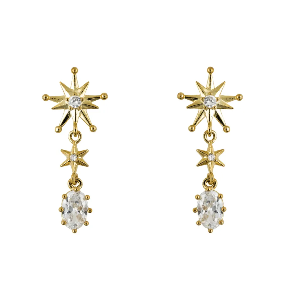 Drop Earring Diamante Evening Star Gold