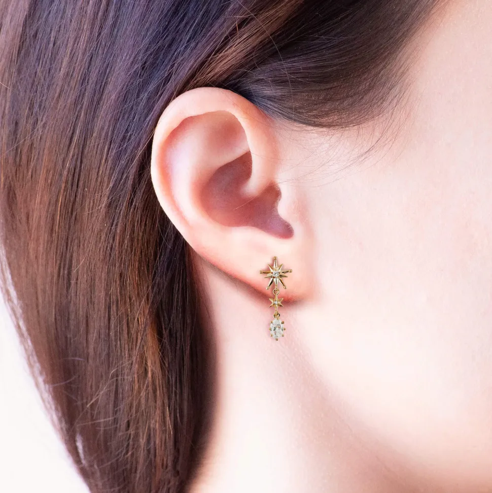 Drop Earring Diamante Evening Star Gold