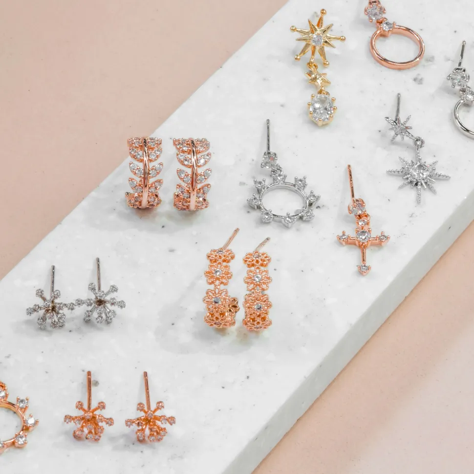 Drop Earring Diamante Evening Star Gold