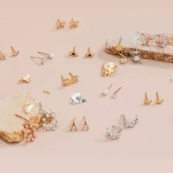 Earring Diamante Leaf and Flower