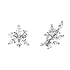 Earring Diamante Leaf and Flower