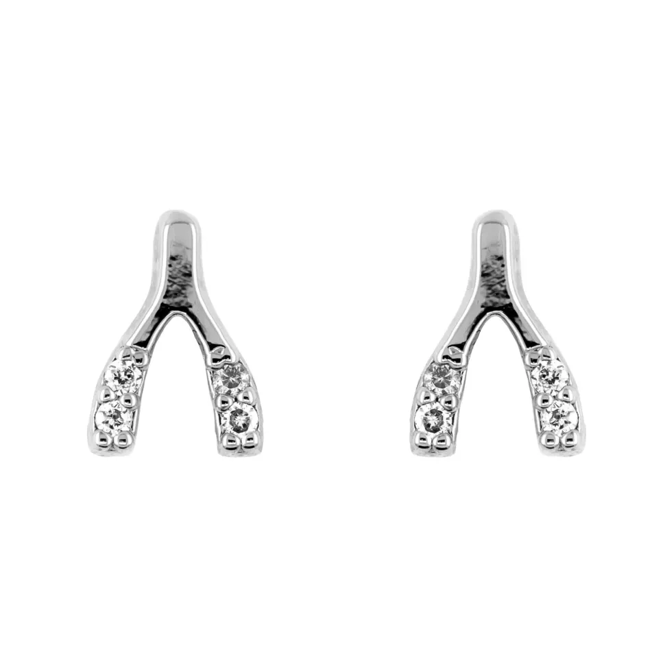 Earring Diamante Mini Wishbone