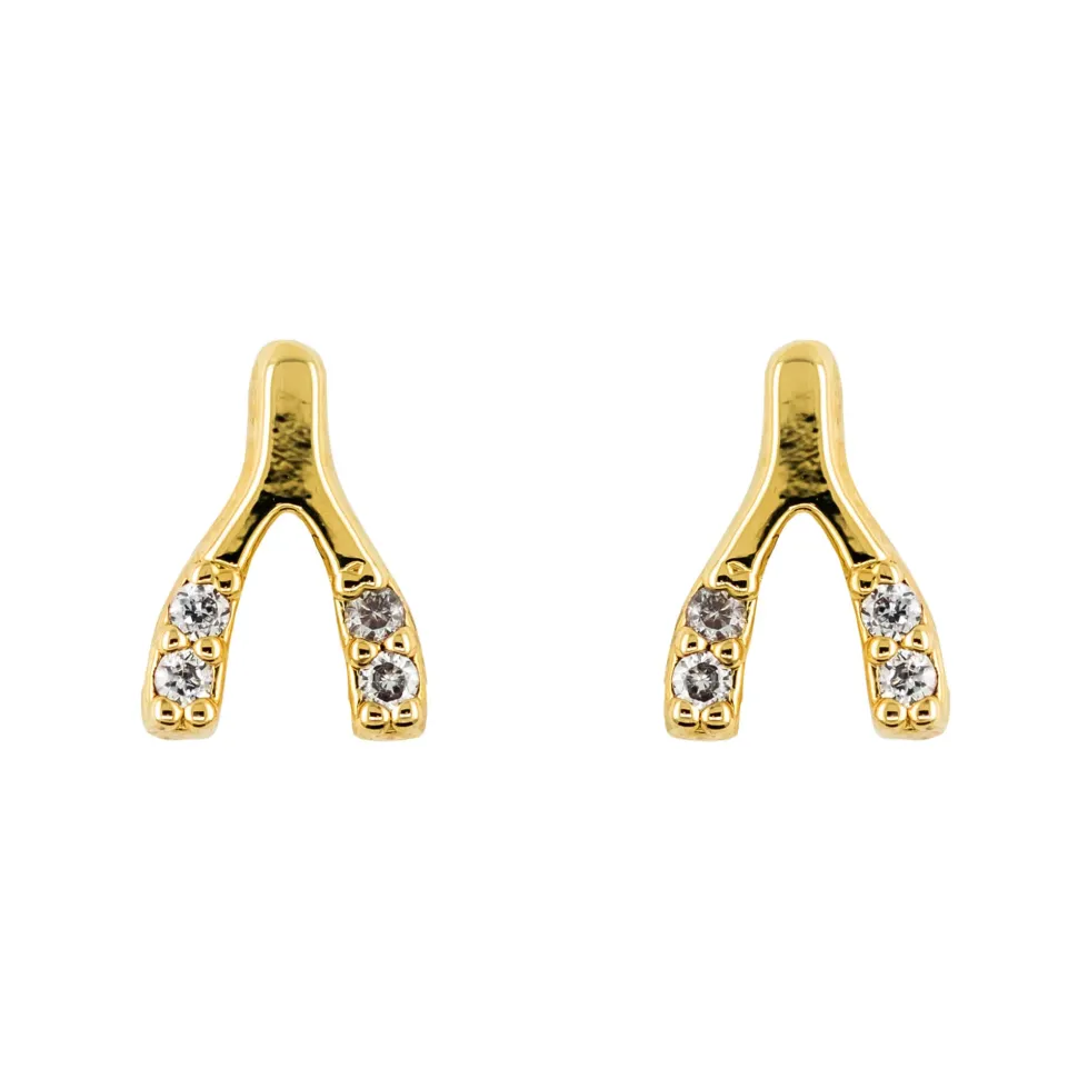 Earring Diamante Mini Wishbone