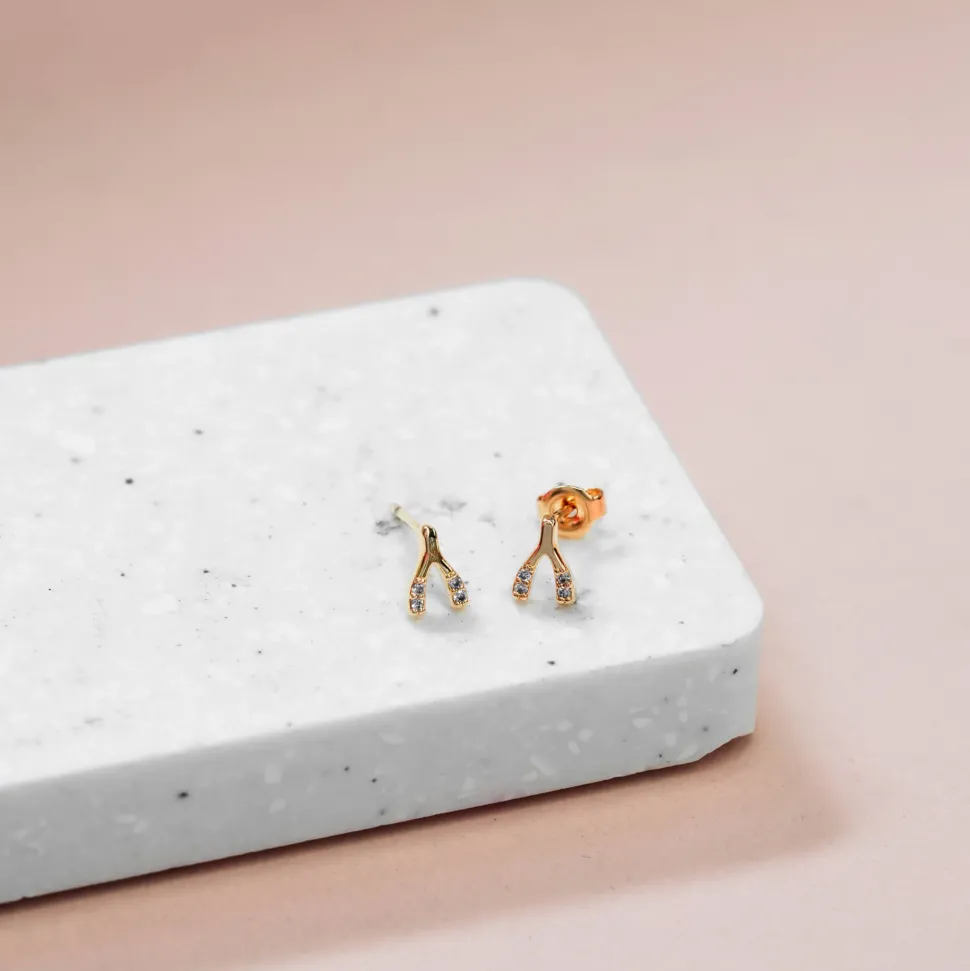 Earring Diamante Mini Wishbone
