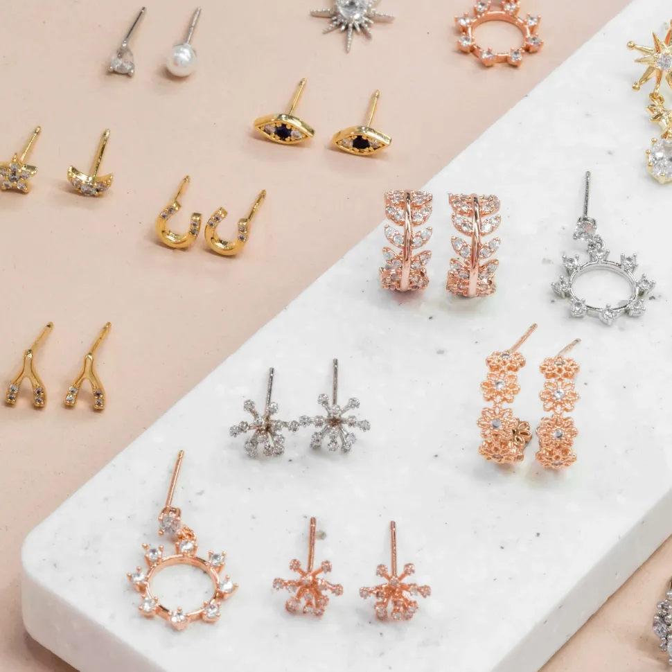 Earring Diamante Mini Wishbone