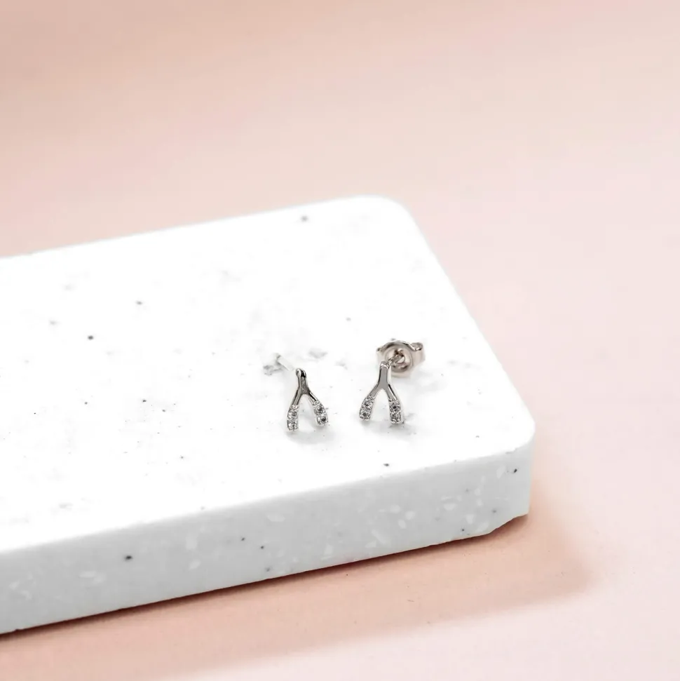 Earring Diamante Mini Wishbone