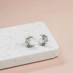 Earring Diamante Moon Pearl