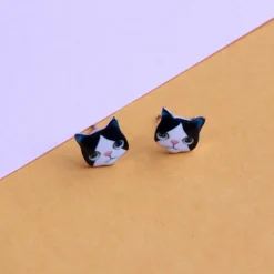 Earring Kitten Black and White