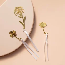 Gold Bookmarks Floral and Fauna Lotus