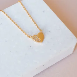 Necklace Diamante Half Heart