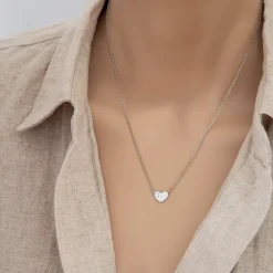 Necklace Diamante Half Heart