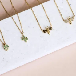 Necklace Diamante Leaf Green *