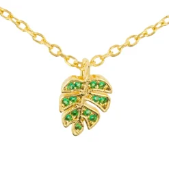 Necklace Diamante Leaf Green *