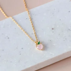 Necklace Diamante Peach Gold