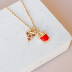 Necklace Diamante Pizza and Fries