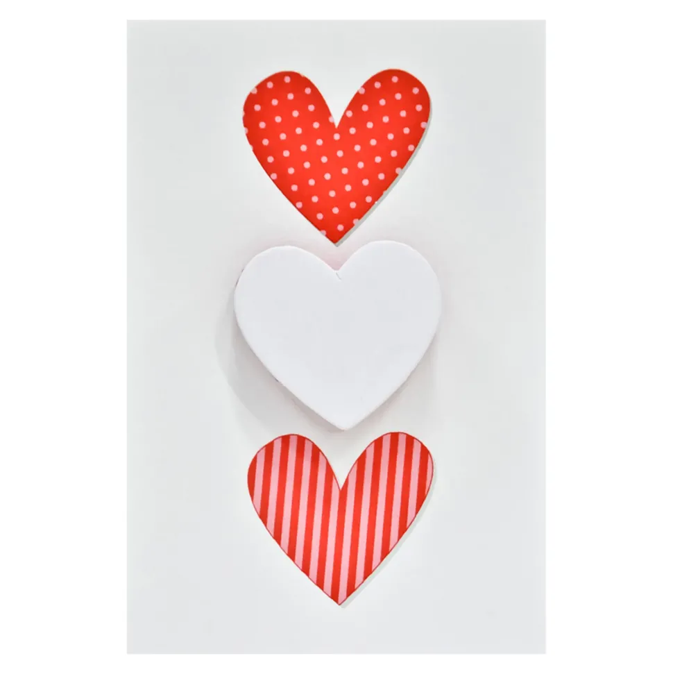 Small Card Three Hearts White