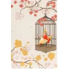 Card Crane in Cage Flowers Red