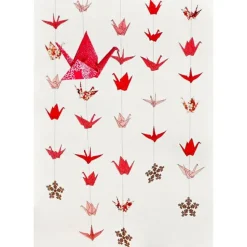 Card Hanging Cranes Pink