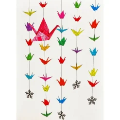 Card Hanging Cranes Rainbow