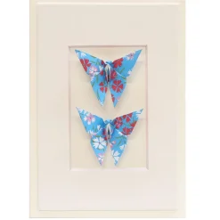 Card Twin Butterfly Little Flowers Blue