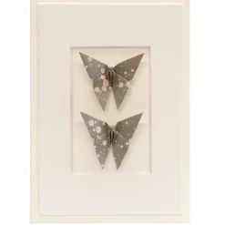 Card Twin Butterfly Paint Drops Grey*