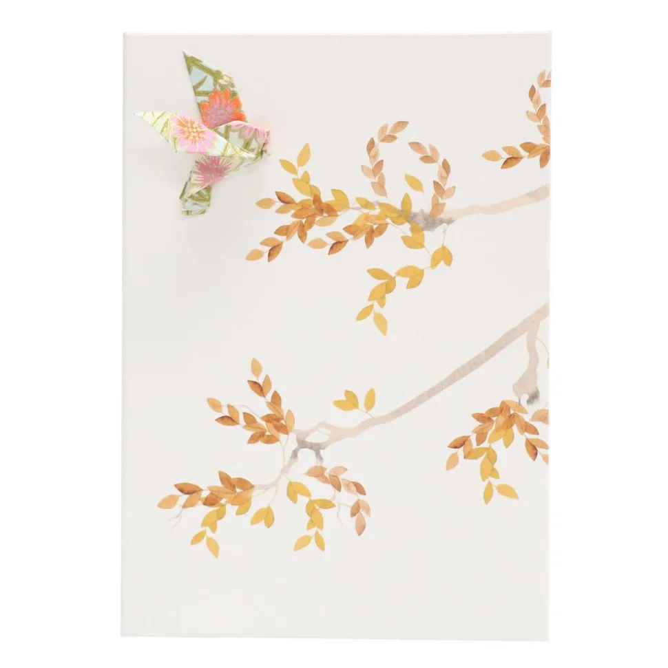 Card Watercolour Bird Tree Yellow