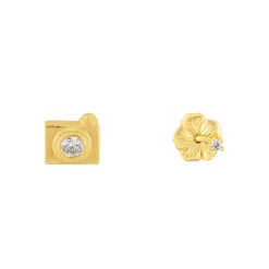 Disney Earring Diamante Hibiscus & Camera