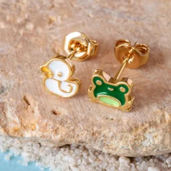 Disney Earring Epoxy Frog & Duck