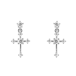 Drop Earring Diamante Cross