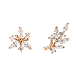 Earring Diamante Leaf and Flower