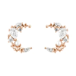 Earring Diamante Moon Pearl