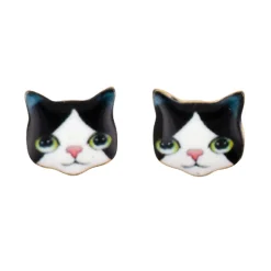 Earring Kitten Black and White