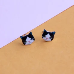 Earring Kitten Black and White