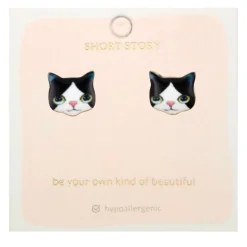 Earring Kitten Black and White