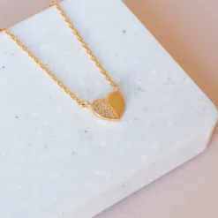Necklace Diamante Half Heart