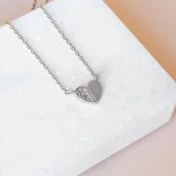 Necklace Diamante Half Heart