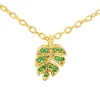 Necklace Diamante Leaf Green *