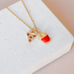 Necklace Diamante Pizza and Fries